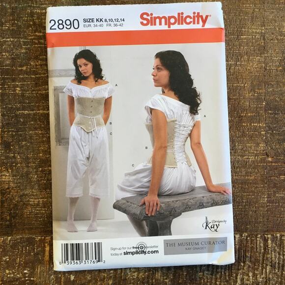 Simplicity Sewing Pattern 2890 Victorian Civil War Chemise Corset 8-14 UNCUT - Picture 1 of 2